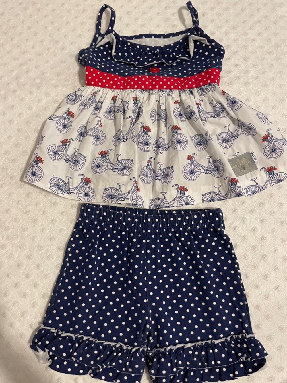 Eleanor Rose Navy Polka Dot & White Bicycle Two-Piece Set